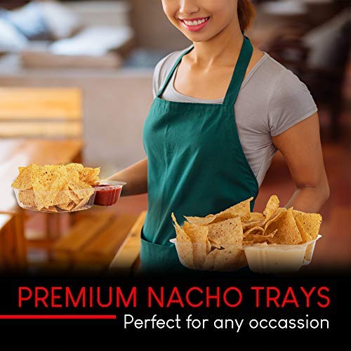 22Oz Plastic Nacho Trays (100 Pack) Large Disposable Tray For Nachos & Cheese Dip, Concession Stand Supplies, Movie Night Snacks