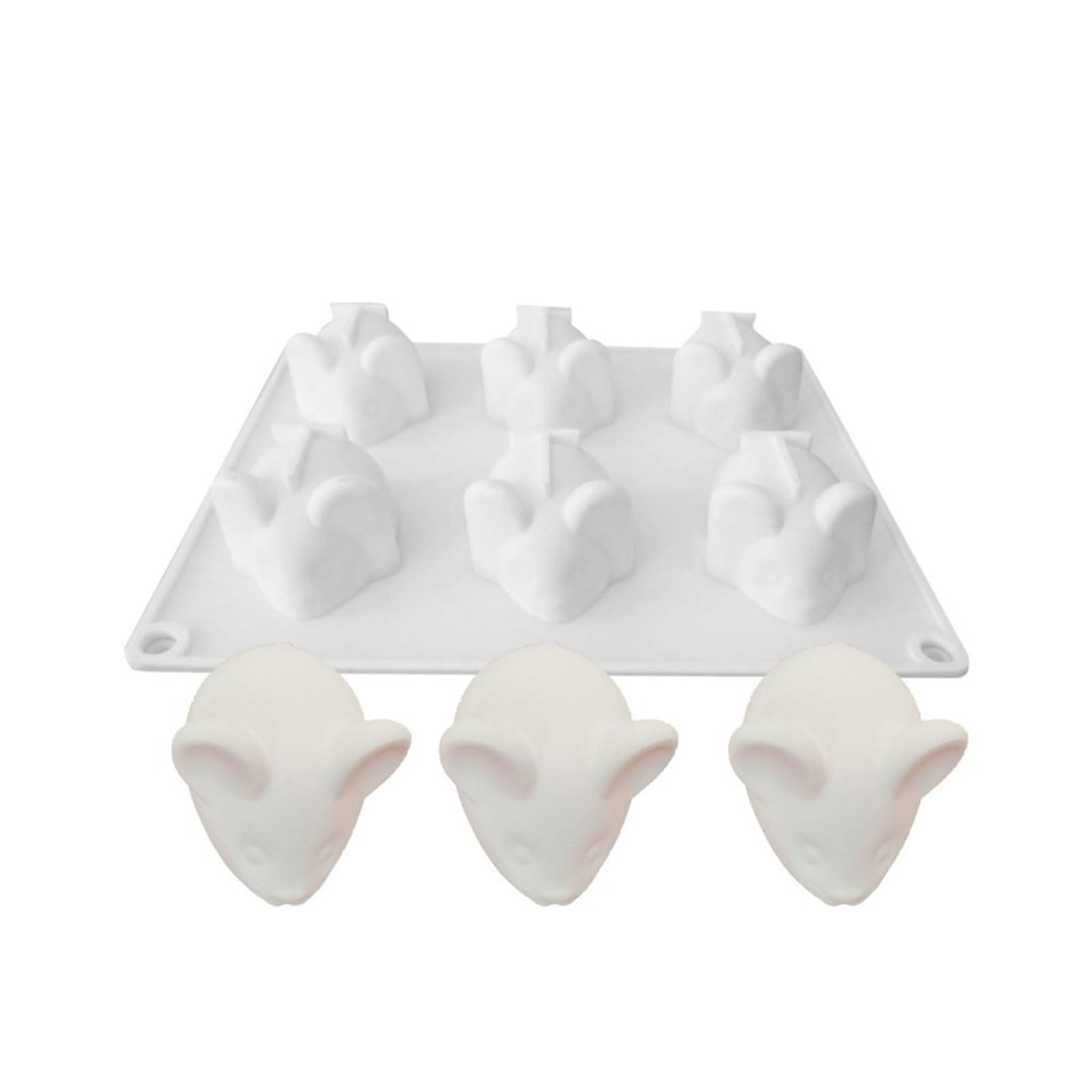 YANIYA 6Cavity Mouse Shaped Silicone Mold Mousse Cake Decorating Mold Baking Tool for Making Chocolate, Candy, Candle, Soap, 20