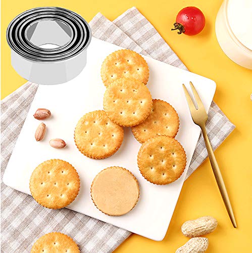 5Pcs Cookie Cutters - Stainless Steel Biscuit Cutters/Dumpling Cutters/Cake Pastry Cutters/Cake Cookie Scone Cutters Molds Stamp