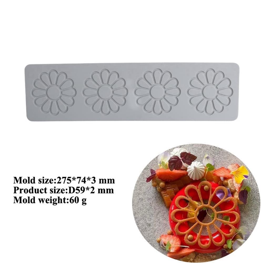 Embossing Lace Fondant Moulds, Multi Circle Flowers Lace Mat Cake Decoration Tool, Flower Shaped Cupcake Mat Silicone Molds (B_1