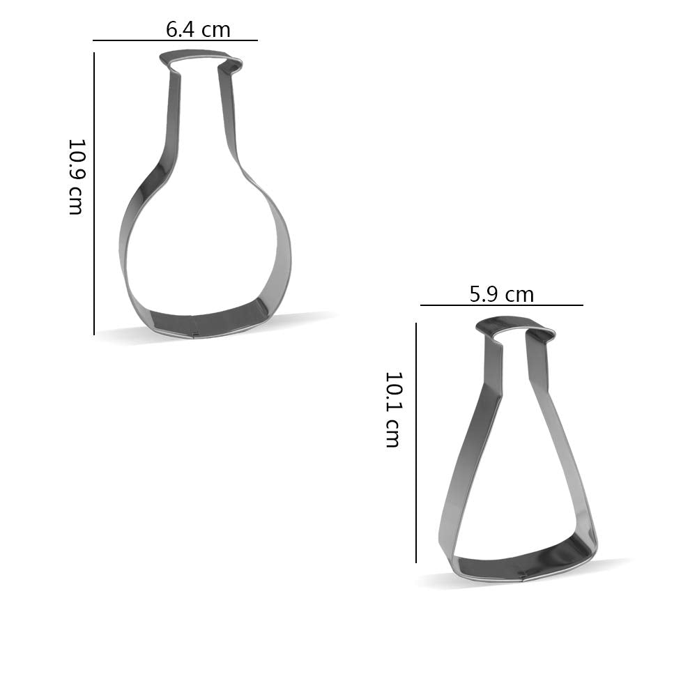 Keewah Science Chemistry Cookie Cutter Set - 8 Pieces - Stainless Steel - 10-11.4 cm - Silver