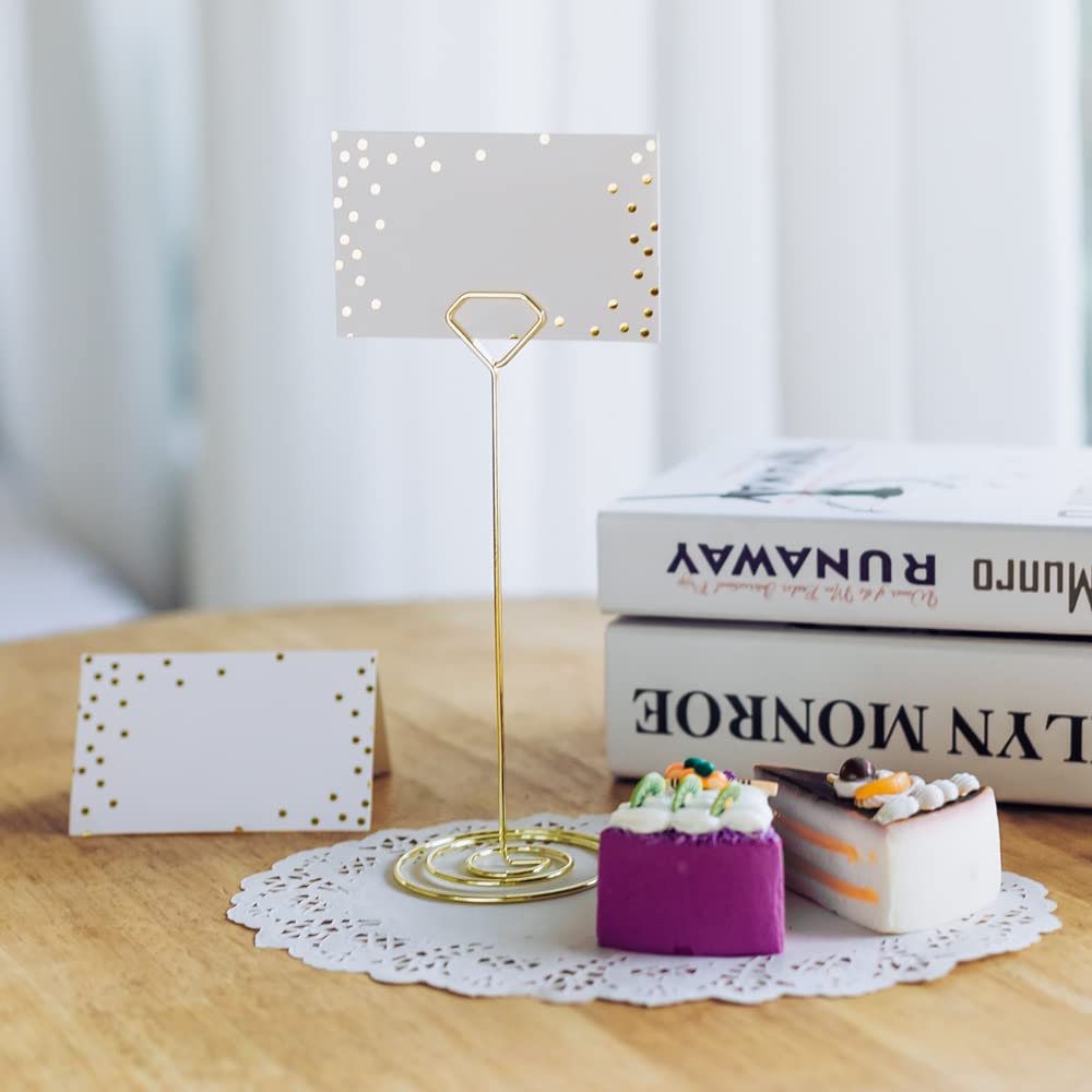 Wettin 12Pcs Unique Table Number Holders With 14Pcs Place Cards, Place Card Holder, Table Card Holder, Table Number Stands, Pict