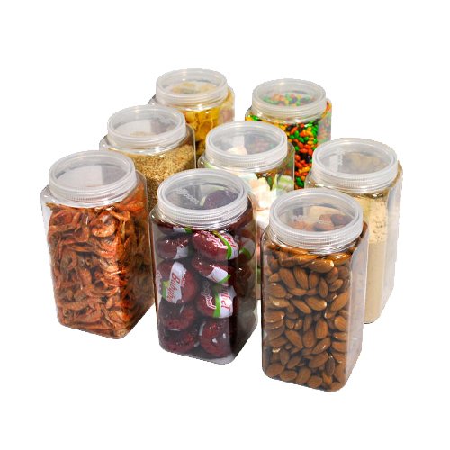 Silicook Clear Plastic Jar, Set Of 3-30Oz, Square Shaped, Transparent, Food Storage Container, Kitchen & Household Organization