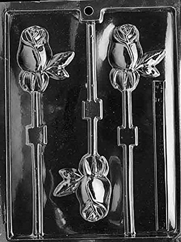 Grandmama'S Goodies F015 Long Stem Rose Flower Lollipop Chocolate Candy Soap Mold With Exclusive Molding Instructions