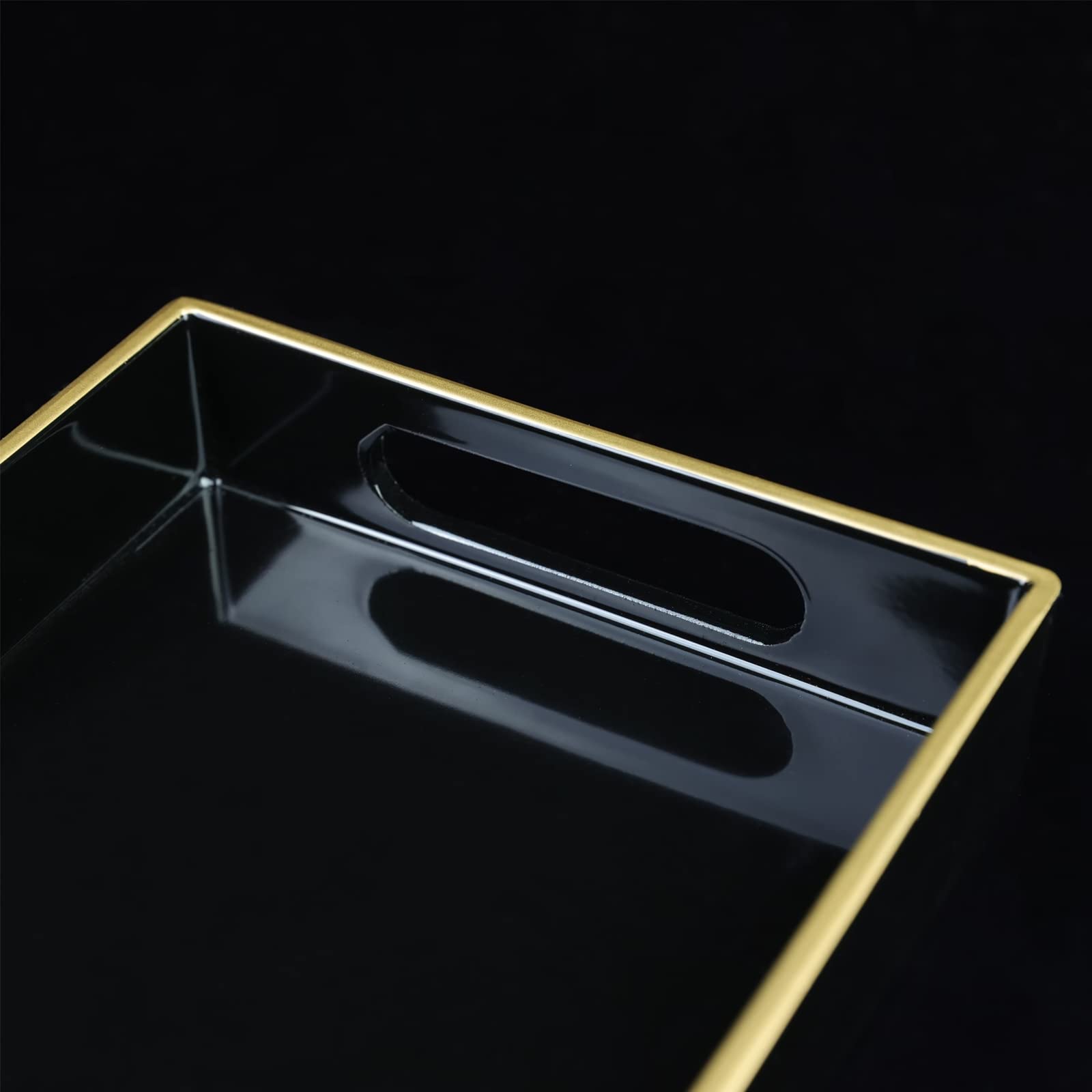 Leemxiiny Black Vanity Tray With Handles, Decorative Tray Desktop Storage Organizer For Bathroom, Living Room, 5.9''*13.7''