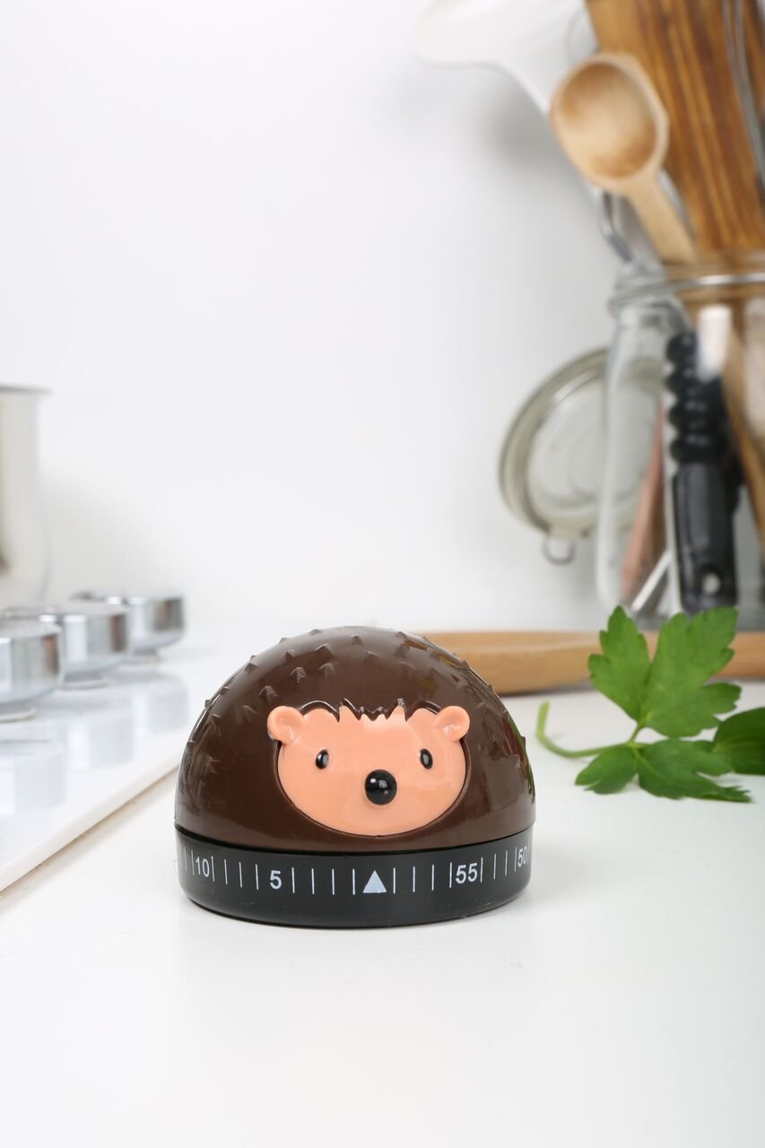 Kikkerland Hedgehog 60-Minute Kitchen Timer, Brown