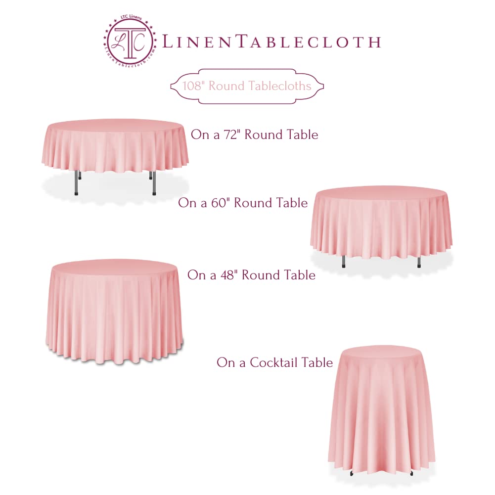 Linentablecloth 108-Inch Round Polyester Tablecloth Pink