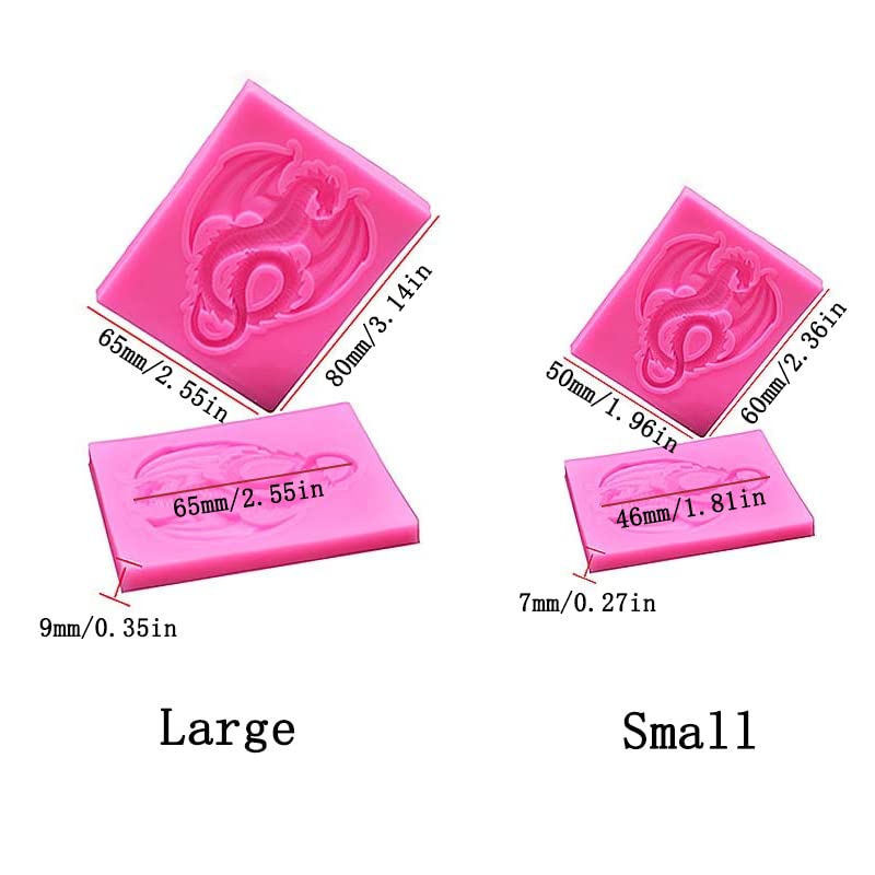 Cestony One Big One Small 2Pcs Flying Dragons Silicone Molds For Diy Cake Fondant Biscuit Cookies Soap Sugar Pudding Chocolate H
