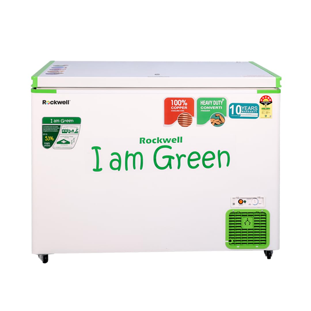 Rockwell 350Sduc, 5 Star Convertible Green Single Door Deep Freezer With 10Year Cooling Coil Warranty, 5Year Comprehensive War