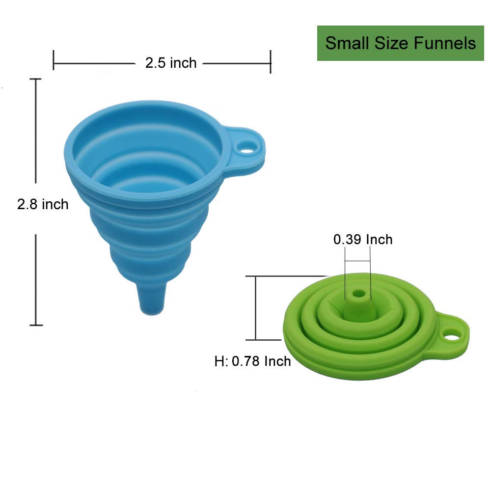 Kongnai Kitchen Funnel Set 4 Pack, Small And Large, Kitchen Gadgets Accessories Foldable Silicone Collapsible Funnels For Fillin
