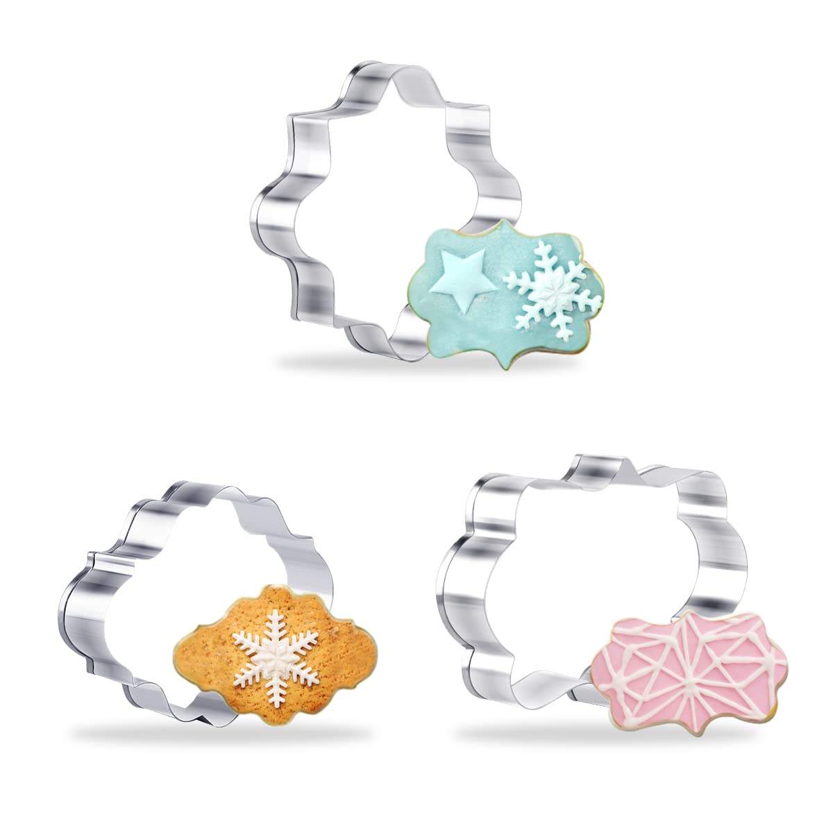 Stainless Steel Plaque Frame Pastry Biscuit Cookie Cutter Cake Fondant Pancake Cutters Mold Pack Of 3