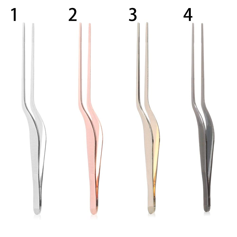 Gofidin 4 Pcs 5.5Inch Food Tweezers Bbq Clip Kitchen Tool For Cooking Serving Presentation Chef Stainless Steel