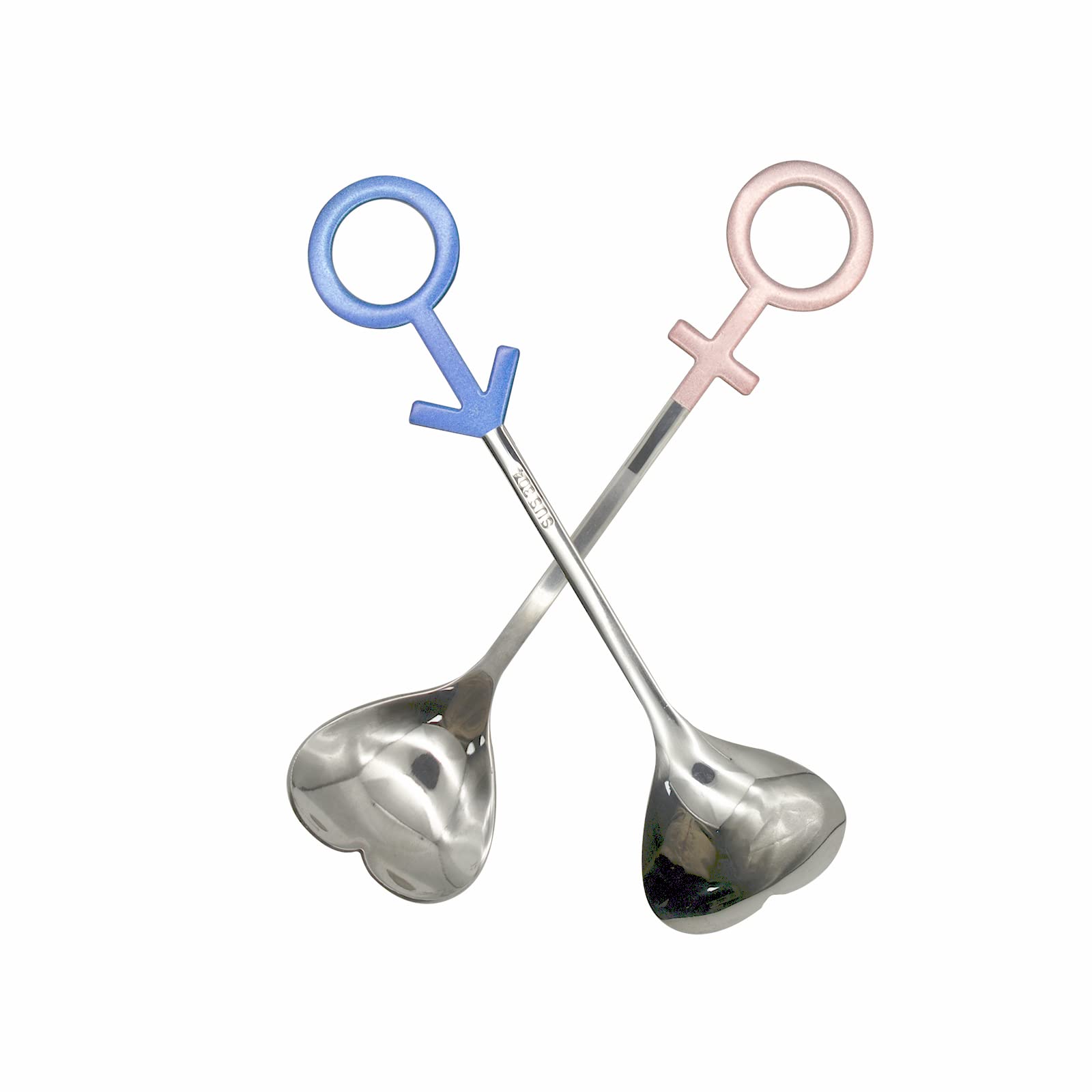 Pinenjoy 2Pcs Heart Shaped Dessert Spoon 18/10(304) Stainless Steel Couple Spoon With Decortive Handle 6.1Inch Sugar Spoon For C