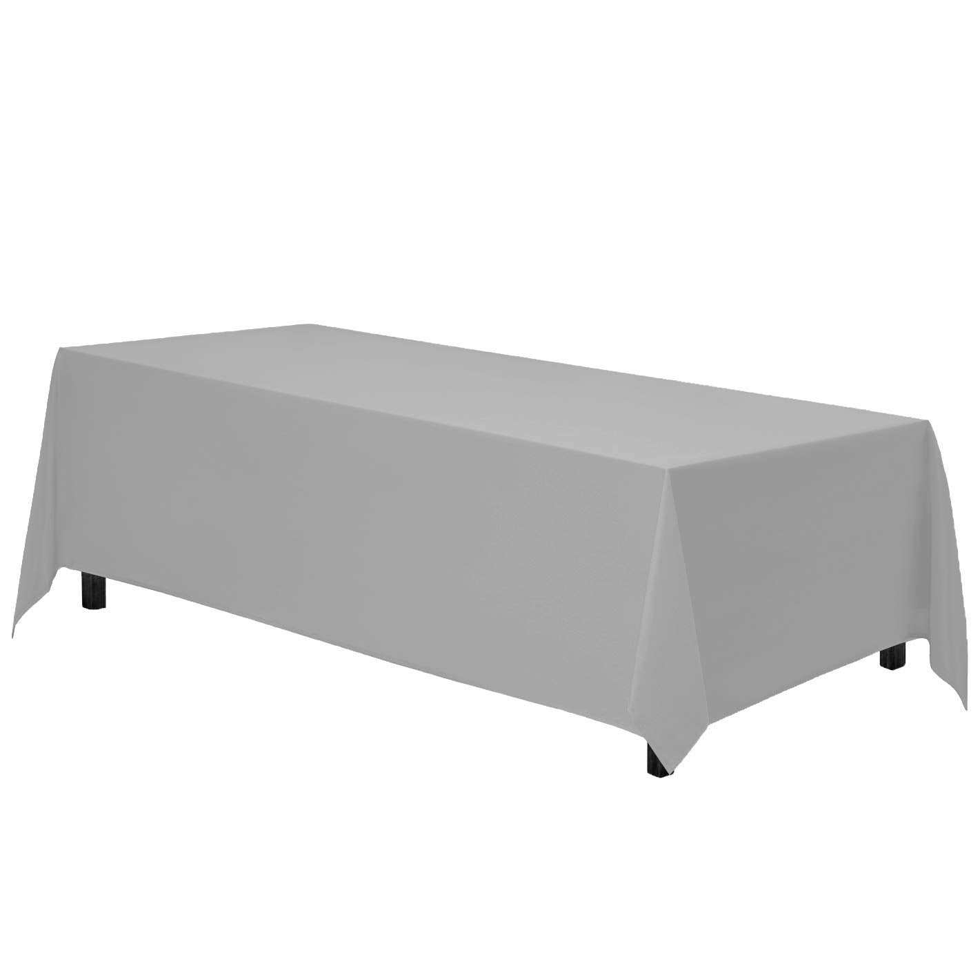 Gee Di Moda Rectangle Tablecloth - 90 X 132 Inch Silver Table Cloth For 6 Foot Table With Floor-Length Drop - Heavy Duty Washabl