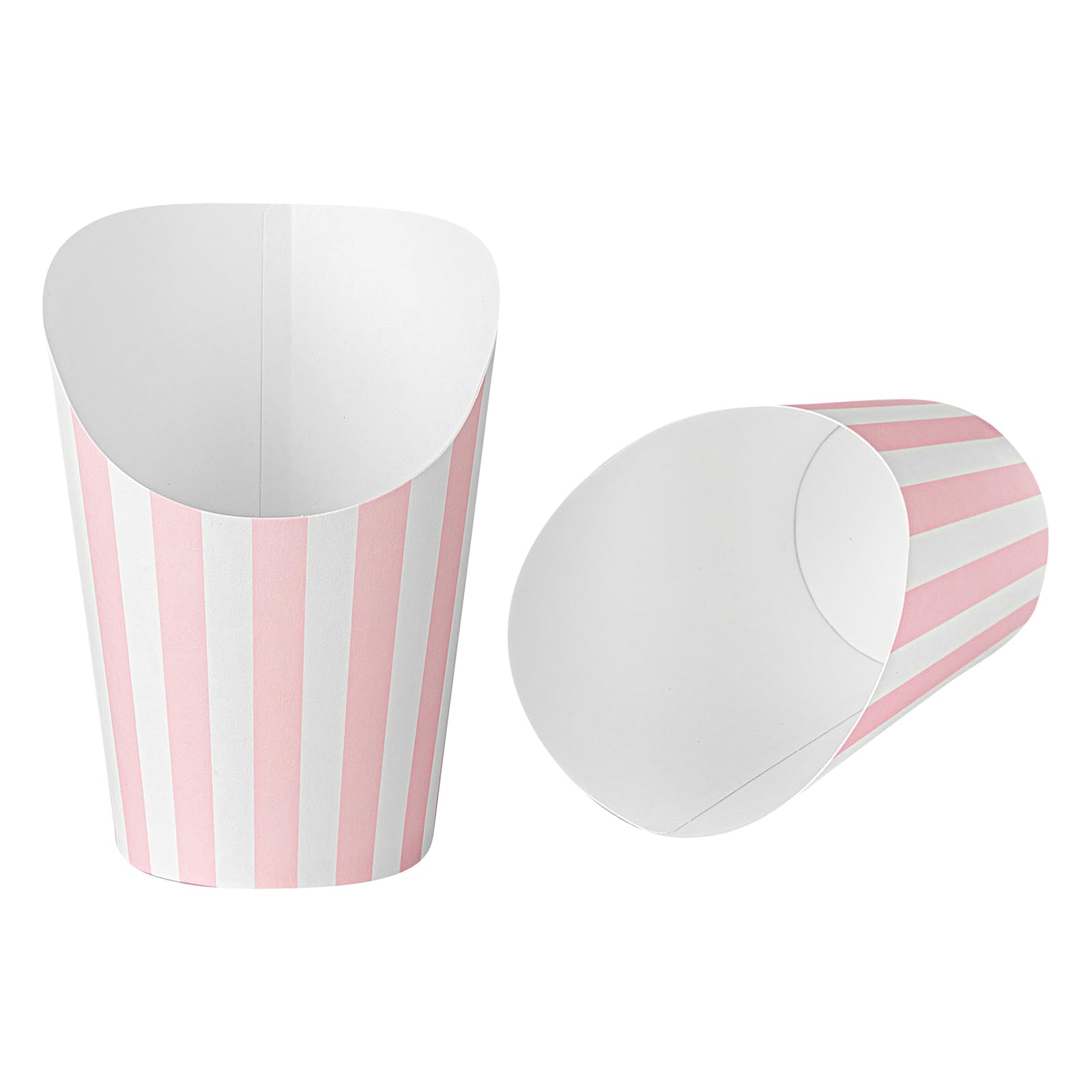 Restaurantware Bio Tek 12 Ounce French Fry Containers 100 Disposable Charcuterie Cups - Incline Design Round Striped Paper Frenc