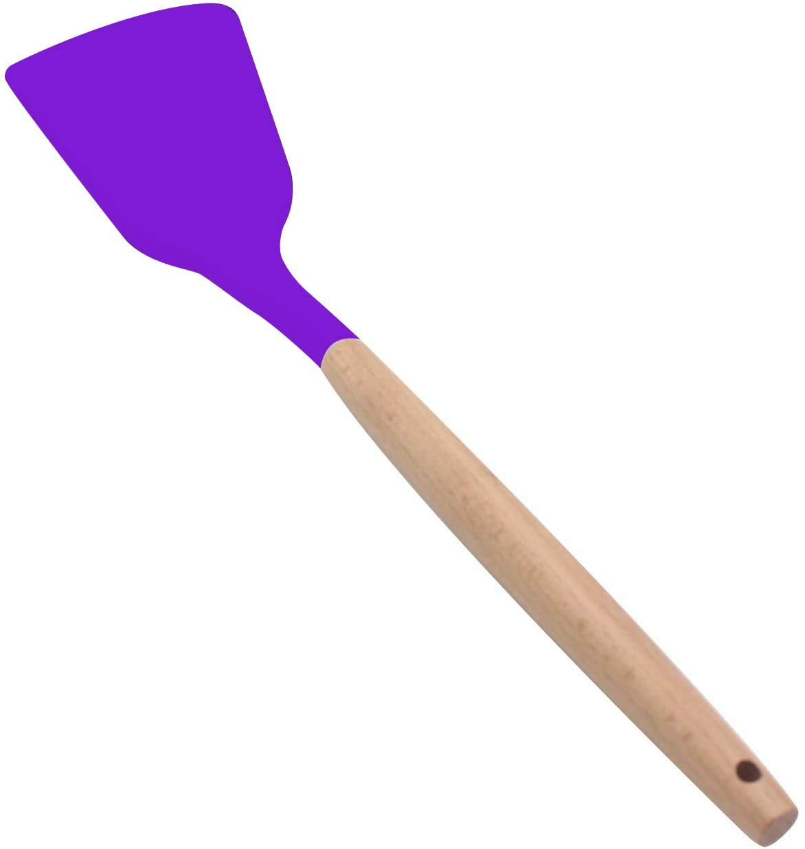 Fs Cool Kitchen Spatula Silicone Head Serving Spoon With Wooden Handle, Heat Resistant, Bpa Free And Dishwasher Safe NonStick C