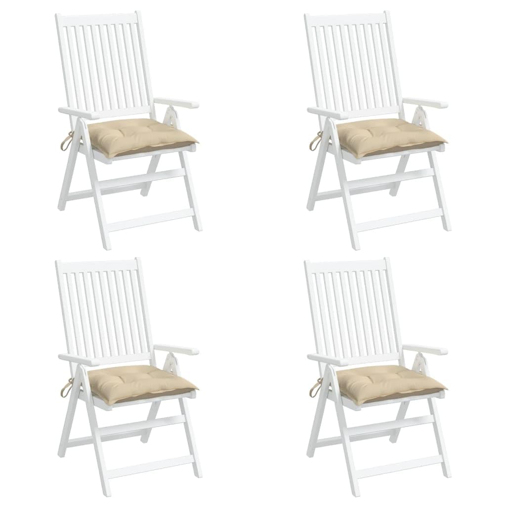 vidaXL Beige Chair Cushions Set in Oxford Fabric  Indoor/Outdoor Seating Comfort  Non-Slip Design with Ropes  Water-Resistant  Breathable  4 pcs  19.7''x19.7''x2.8''