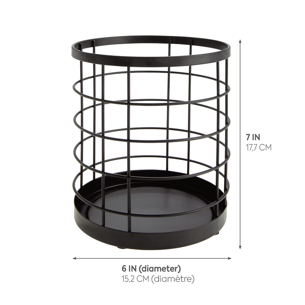 Idesign Wire Utensil Holder For Kitchen Counter, The Austin Collection - 6 X 6 X 7, Matte Black