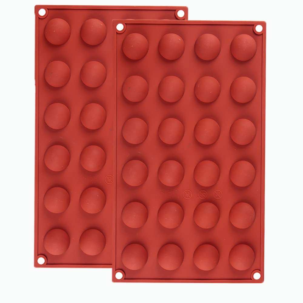 Guratapa 2Pcs 24 Cavities Semicircle Silicone Mini Semi Sphere Round Dome Molds For Fondant Candy Making Chocolate Mold Desserts