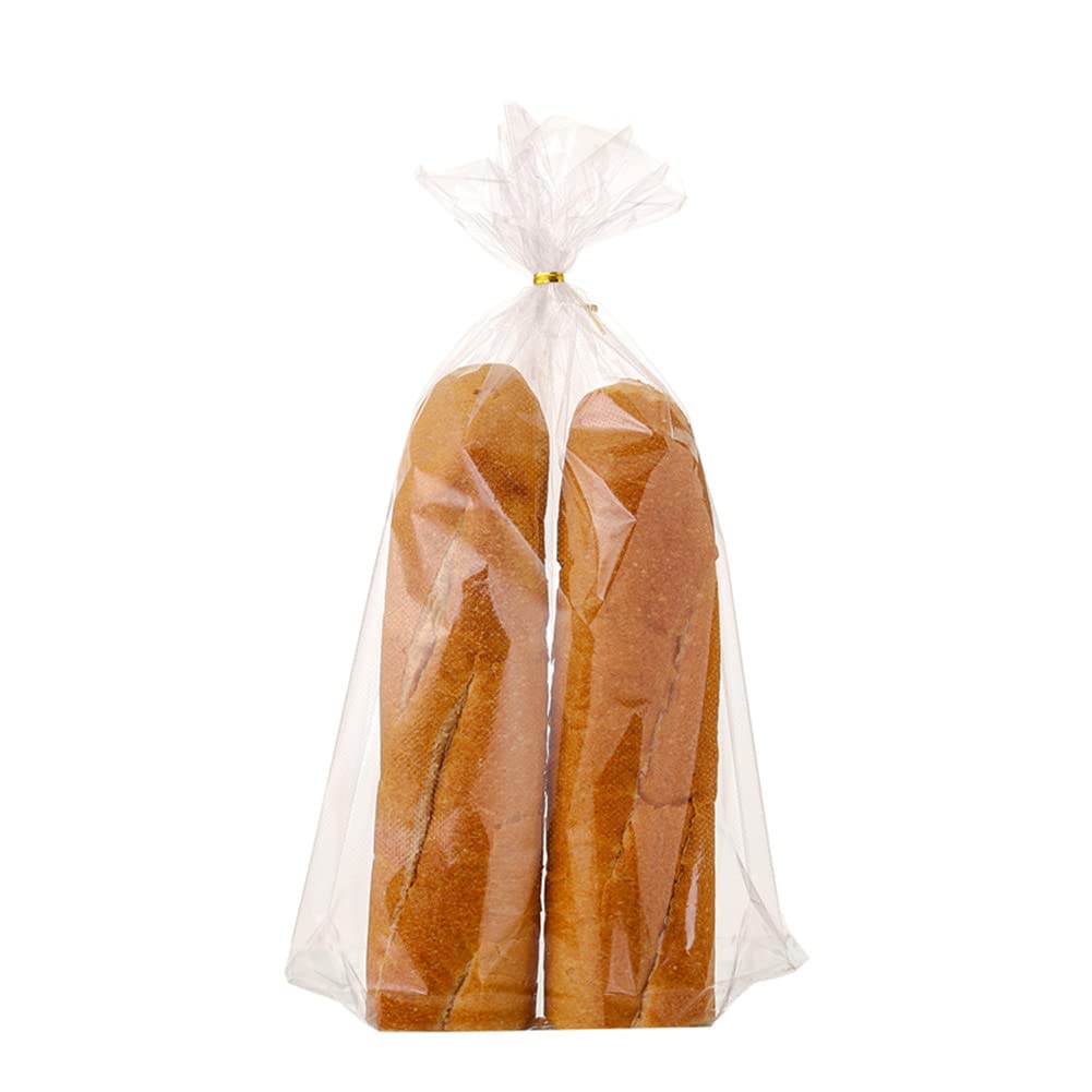 Lesibag Baguette Bread Fresh Plastic Bag 10 x 20 Mirco Perforated Bread Bags with Breathable Hole for Homemade Bread and Bakery 