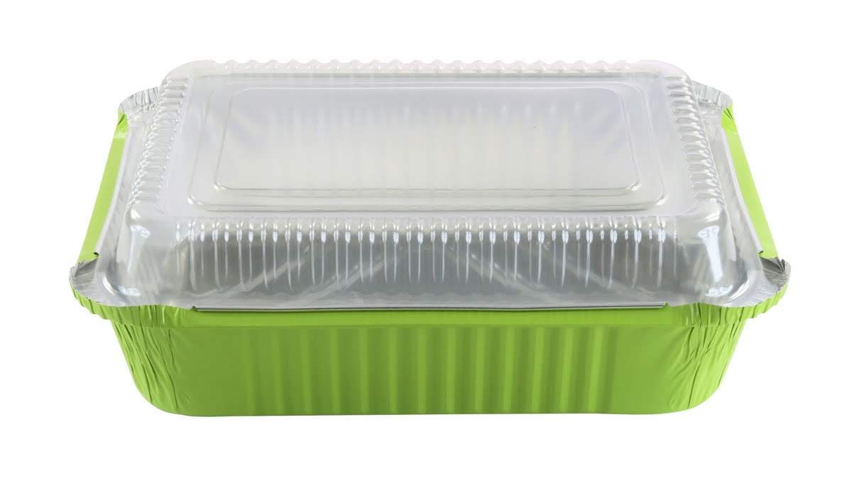 Kitchendance Disposable Colored Aluminum Take Out Pans With Plastic Lid-3.75 Pounds Baking Pan Perfect For Home, Restaurants-Alu