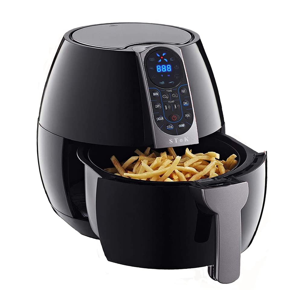 Stok (St-Afd11-Black) 4 Liters 1500W Smart Rapid 3D Air Technology Digital Air Fryer With Double Layer Grill (1 Year Offsite War