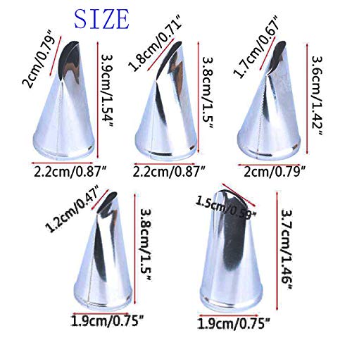 Russian Piping Tips Set, Airlxf 5Pcs Stainless Steel Flower Cake Cupcake Decorating Supplies Kit Flower Frosting Tips Diy Icing