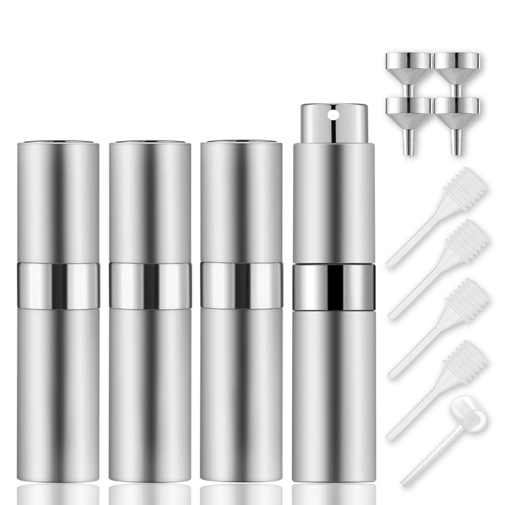 Lil Ray 8Ml Portable Mini Perfume Atomizer(4 Pcs),Refillable Empty Small Spray Bottle For Travel, Twist Tpye Pocket Cologne Spra