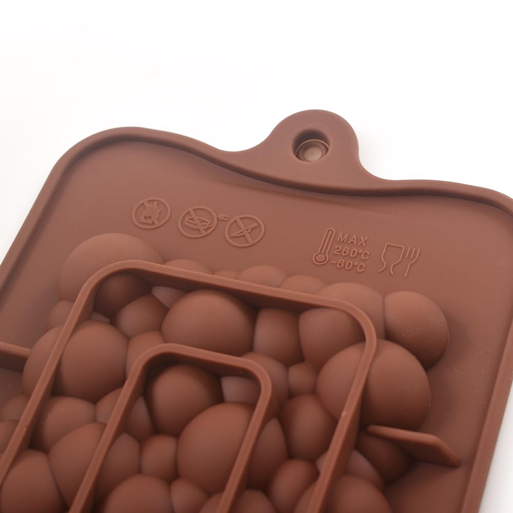 Ionegg Bubbles Break Apart Silicone Chocolate Bar Molds, Homemade Protein And Energy Bar Molds, 4 Packs