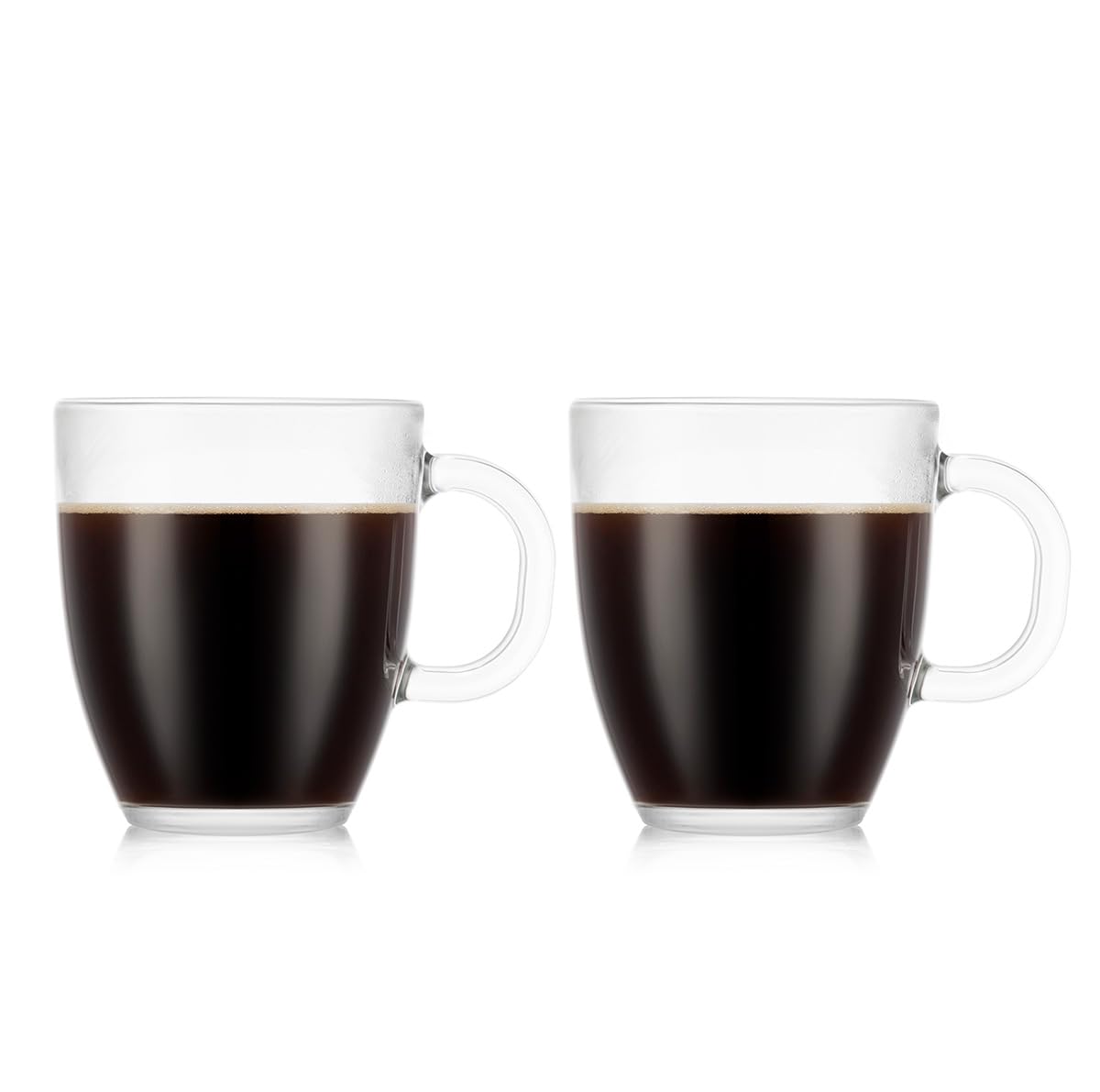 Bodum 12 Oz Bistro Coffee Mug Single-Wall High Heat Borosilicate Glasses, 2 Pack, Clear