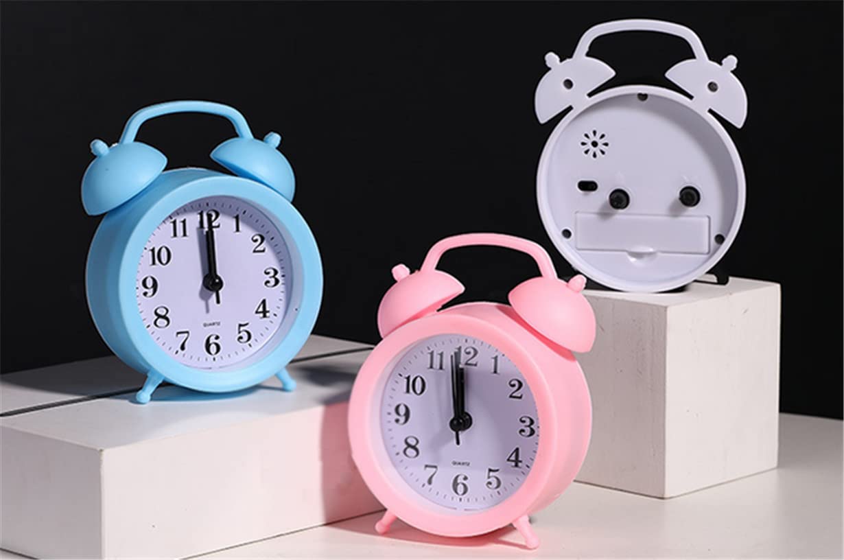 TXY Kids Double Bell Classic Home Cute Battery Operated Analog Mini Round Bedside Desk Alarm Clock - Kid Gifts Children s Studen