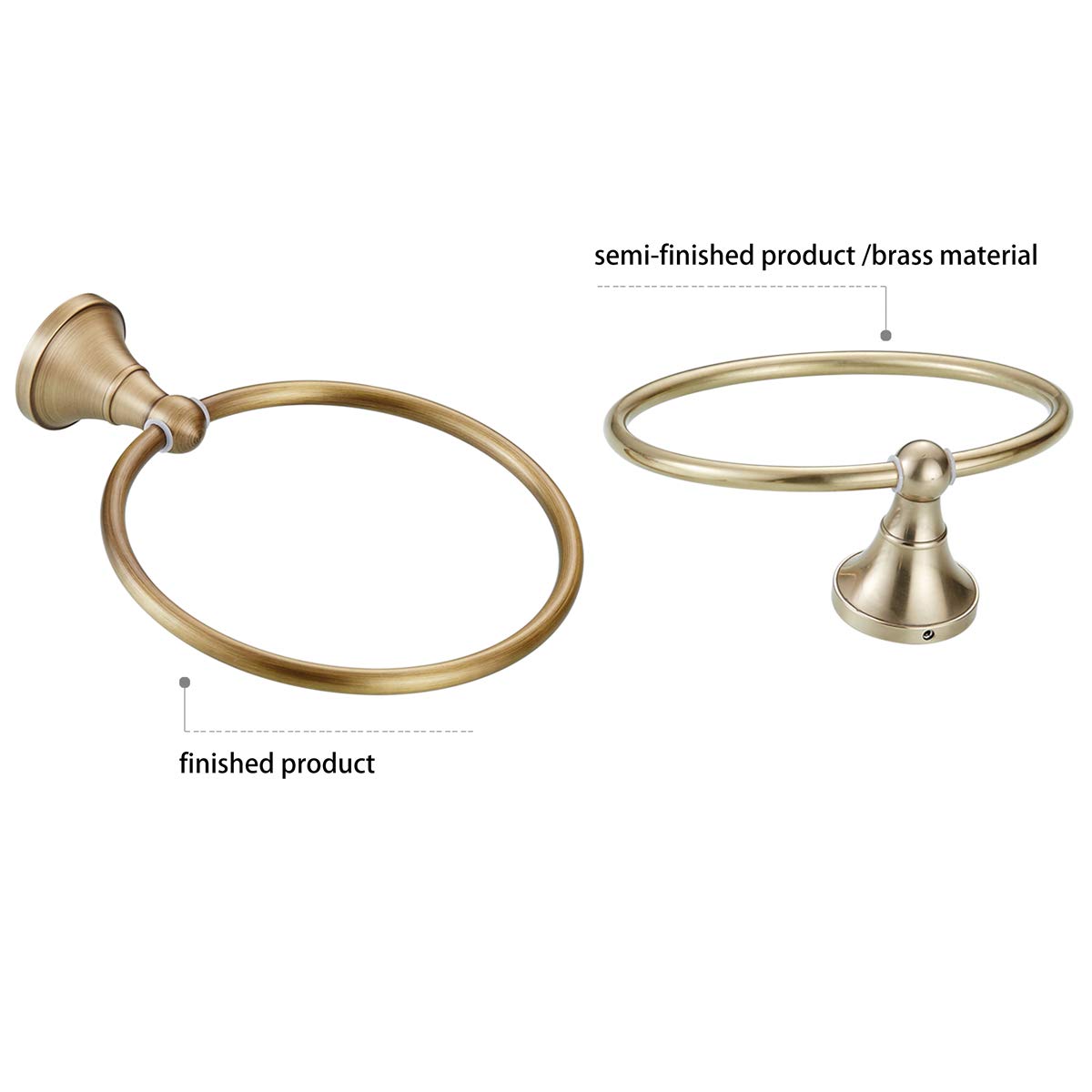 Flybath Round Towel Ring Antique Brass Hanger Hand Towel Holder For Bathroom Kitchen Accessories Wall Mounted, Brushed Bronze