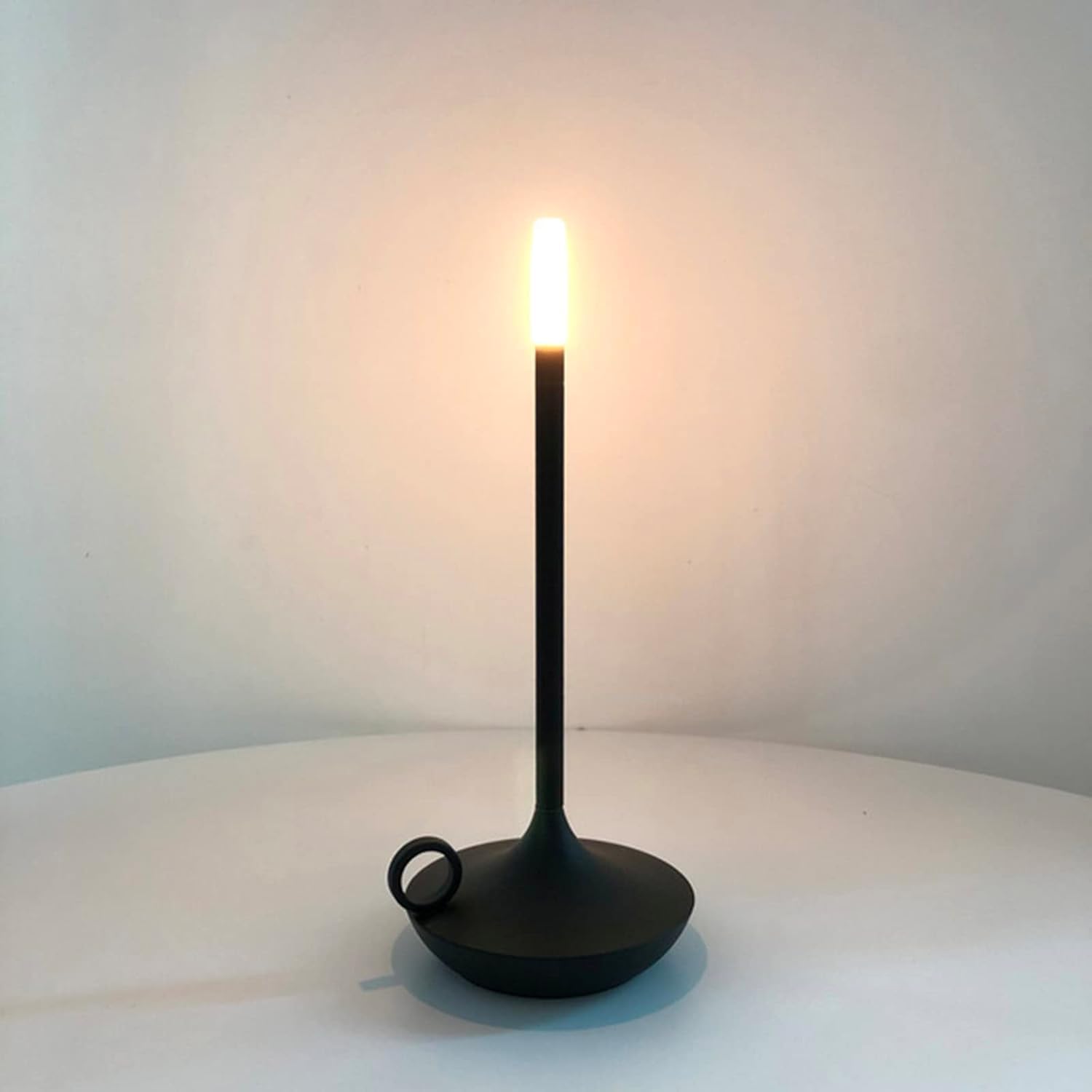 Nirdambhay Modern Black Candle Led Stick Lamp 1800Mah Battery, 3 Level Brightness Adjustable Table Lamp For Home, Cafe, Restaura