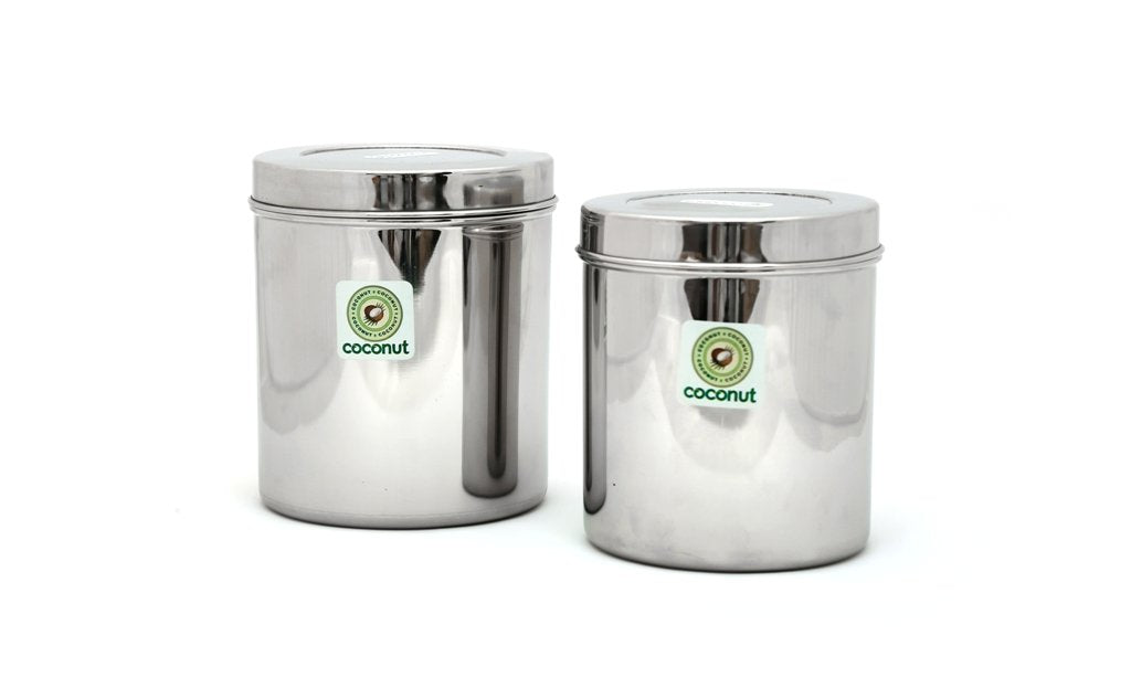 Coconut Stainless Steel Containers/Storage/Deep Dabba Set Of 2 (6000 Ml & 7000 Ml)