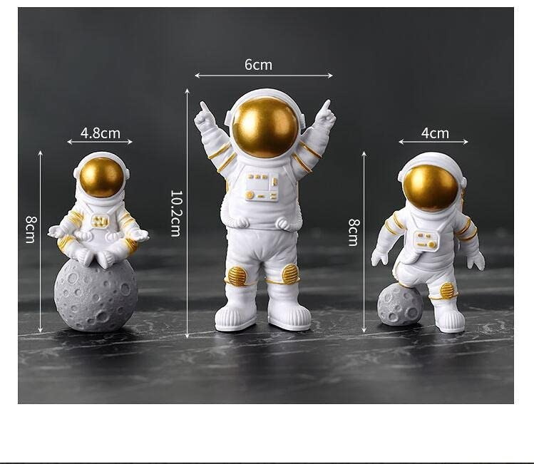 Street27 Resin Astronaut Spaceman Fantasy Statue Ornament Home Office Desktop Figurine Decors Set Of 3-Golden