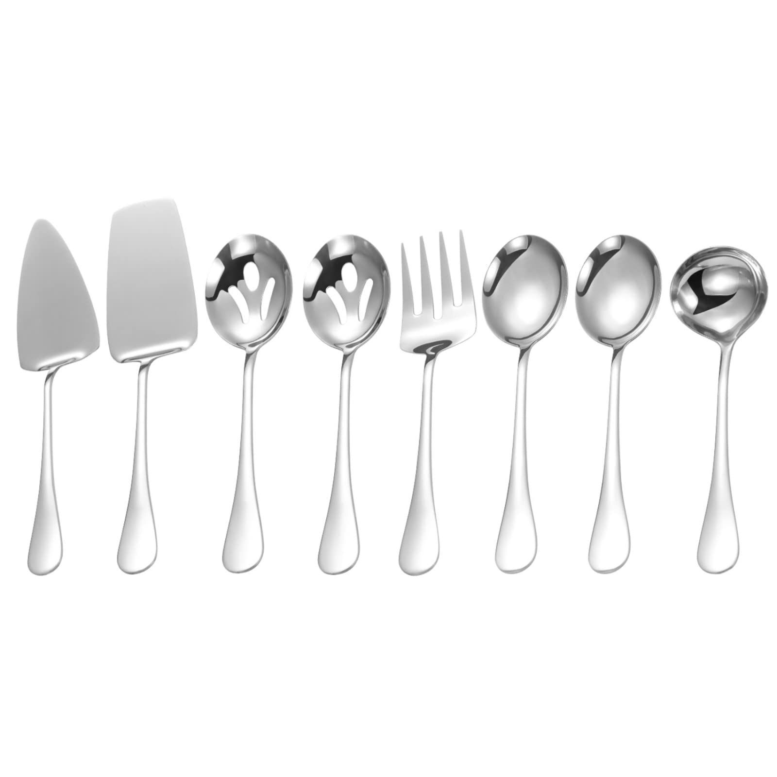 Stainless Steel Serving Utensils,8 Pcs Serving Set With Serving Spoons,Serving Fork,Soup Ladle,Lasagna Server,Pie Server,Polishe