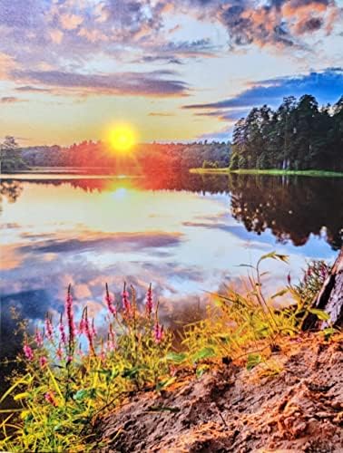 Alottagifts Lake Sunset Lighted Canvas Wall Art Print With Timer | Led Canvas Wall Art Print Designs | Modern Artwork For Living