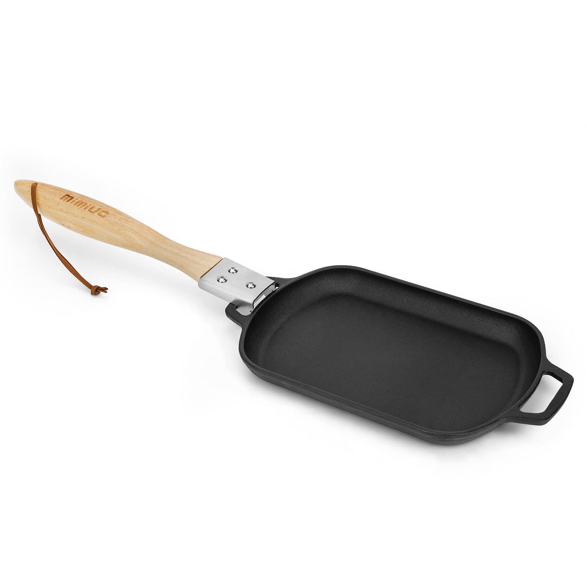 Mimiuo Cast Iron Sizzler Pan For Pizza Oven And Grill, 14 Inch Non-Stick Sizzling Fajita Skillet Rectangular Griddle Pan With Re