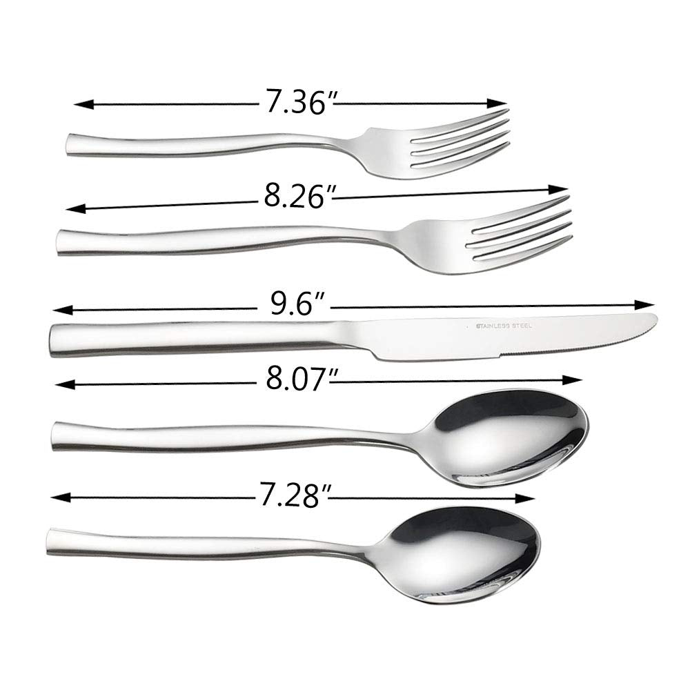 Qskely 40 Pieces Stainless Steel Flatware Cutlery Silverware Set, Service For 8