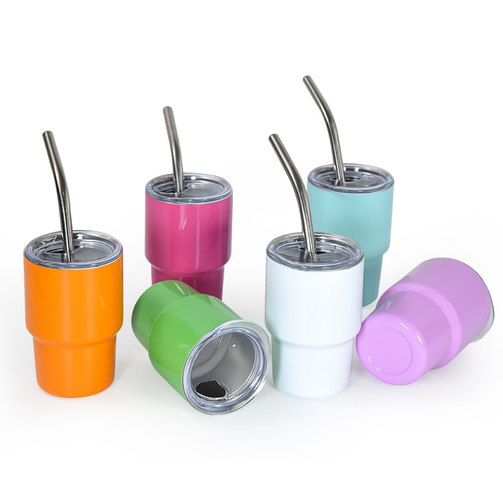 Agh 3 Oz Mini Tumbler Shot Glass With Straw And Lid Colored Stainless Steel Sublimation Tumblers Double Wall Vacuum Insulated Cu