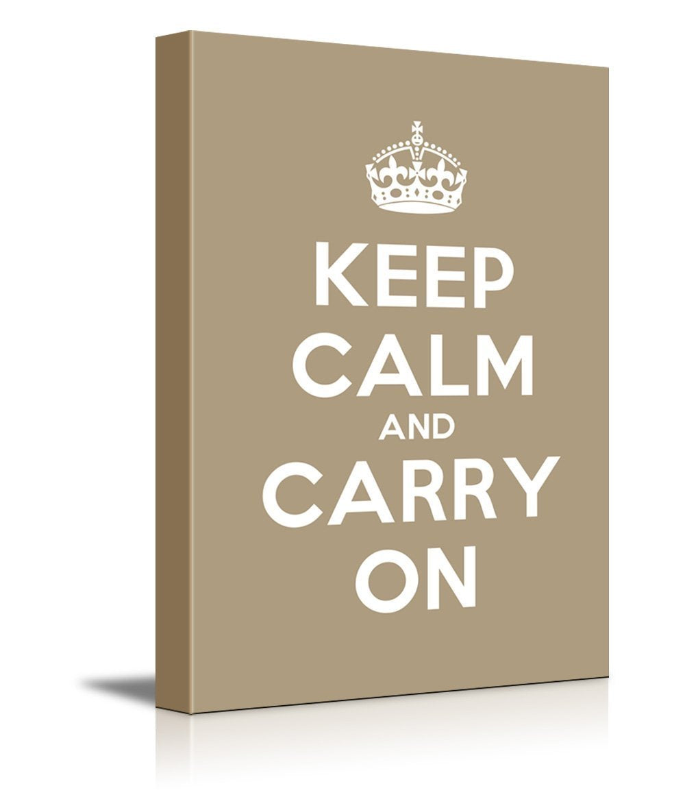 Canvas Wall Art Gallery Wrap Canvas Prints - Keep Calm And Carry On | Stretched Brown Canvas Home Art Ready To Hang -32'' X 48''