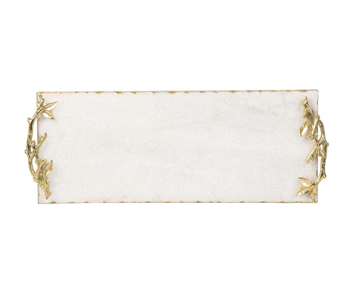 Marble Serving Tray For Appetizers Desserts Hors D'Vour Dish Golden Branch By Godinger