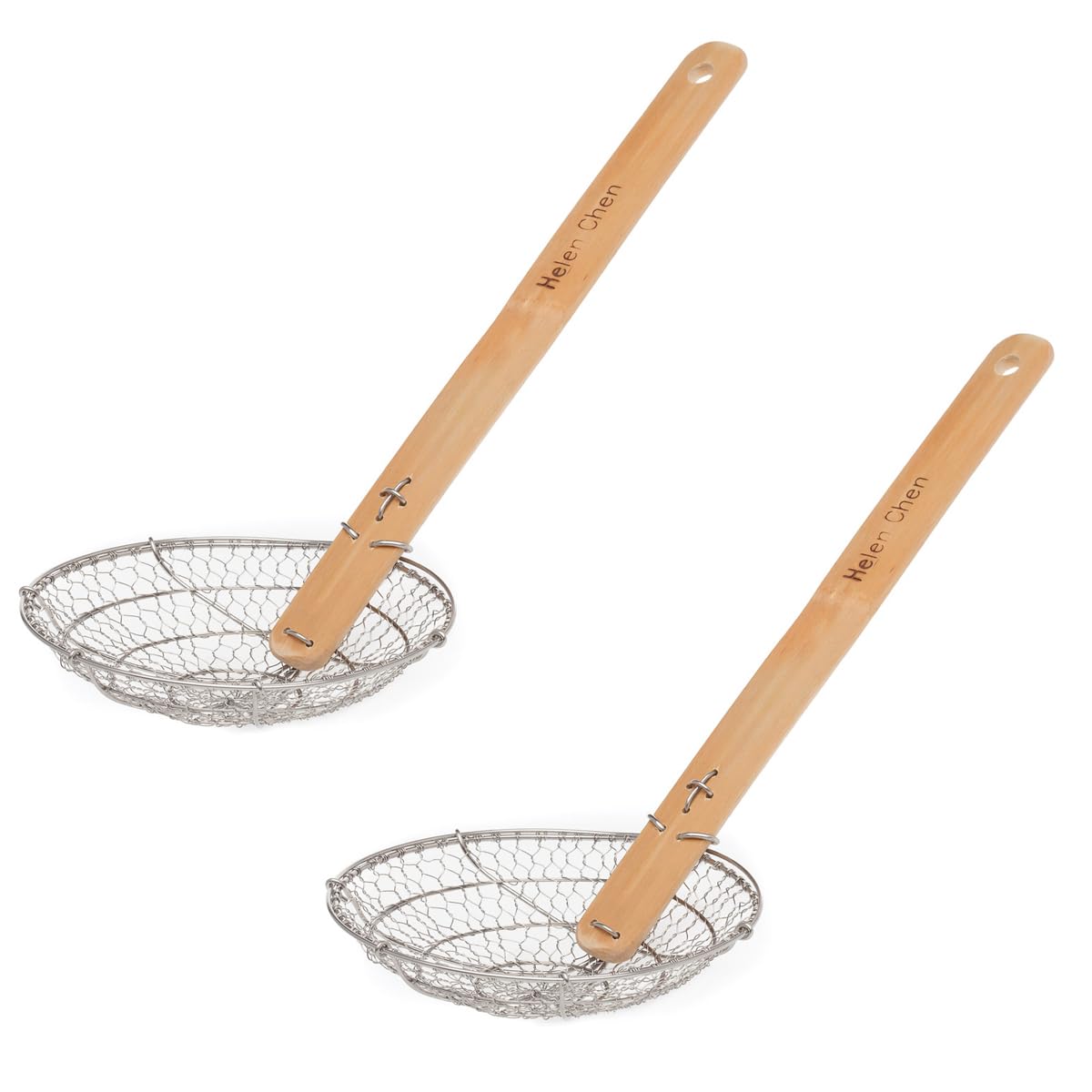 Helen? Asian Kitchen Spider Strainer | Compact 5-Inch Bamboo Wire Mesh Ladle with Handcrafted Handle for Precision Cooking and S