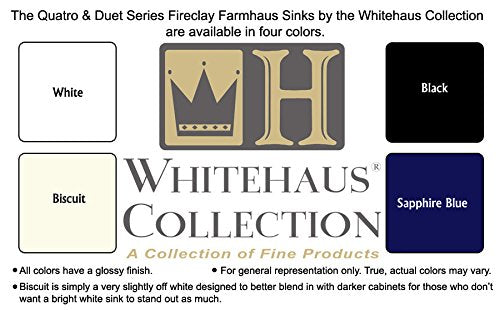 Whitehaus Collection Whqdb332-Black Quatro Alcove Kitchen, Fireclay, Front Apron Sink, Glossy, Black