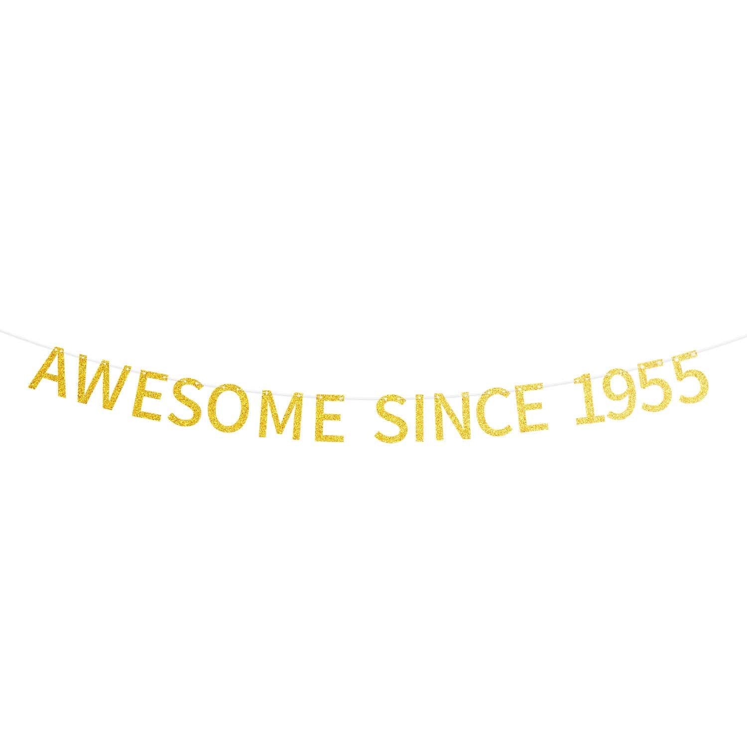 Awesome Since 1955 Pre-Strung Gold Glittery 69Th Birthday Banner 69 Sixty Nine Years Old Birthday Party Decorations For Men Wome