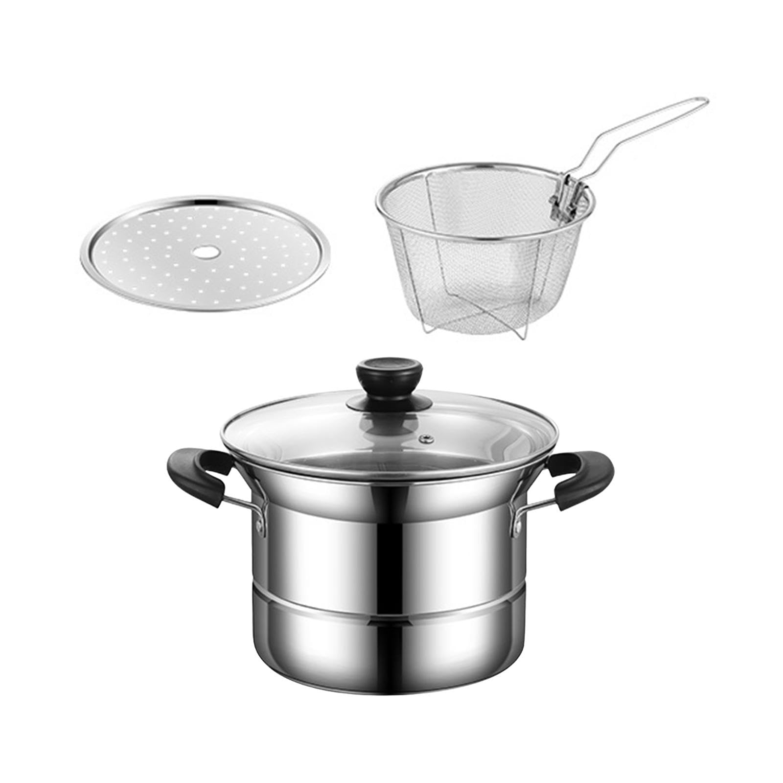 Merishopp Stainless Steel Saucepan Multipurpose Frying Pan Skillet For Pasta Spaghetti Double Handle| Home & Garden | Kitchen To