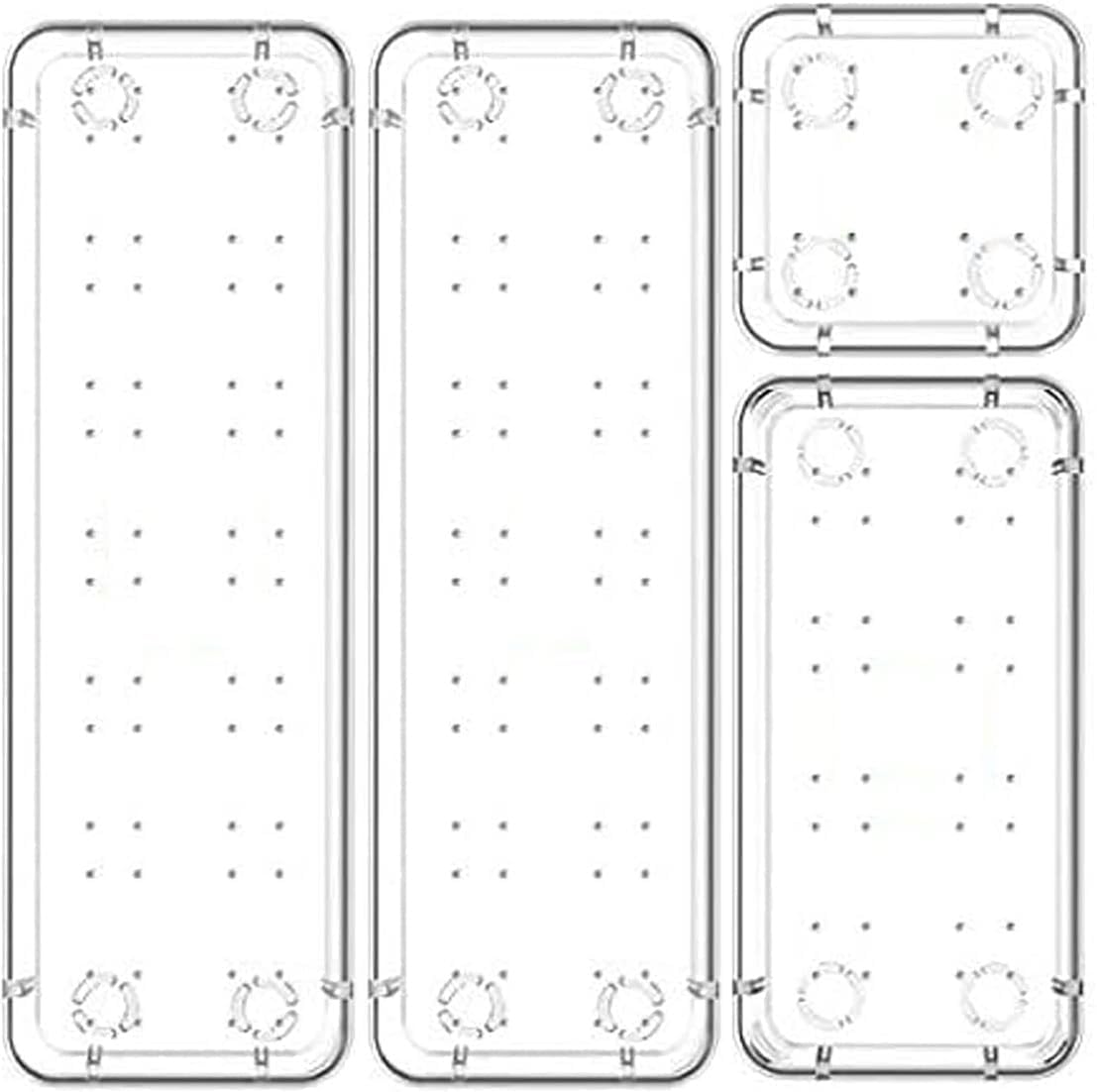 Kepzell Acrylic Unbreakable Desk Drawer Organizer Trays Storage Tray For Makeup, Jewelries, Utensils In Bedroom Dresser, Office 