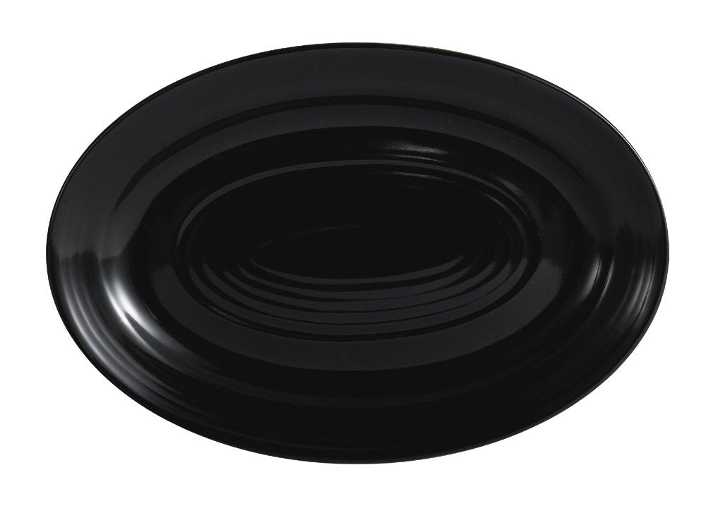 CAC China TG-13BLK Tango 11-3/4-Inch by 8-Inch Black Porcelain Oval Platter, Box of 12