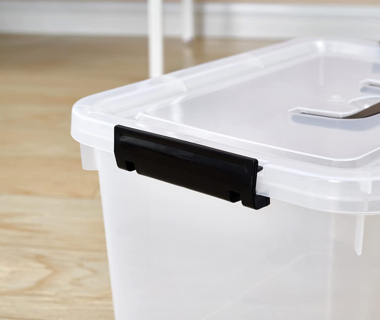 JUJIAJIA Clear Storage Latch Box 12 Quart  Plastic Organizing Box/Bin with Lid and Black Handles  6-Pack
