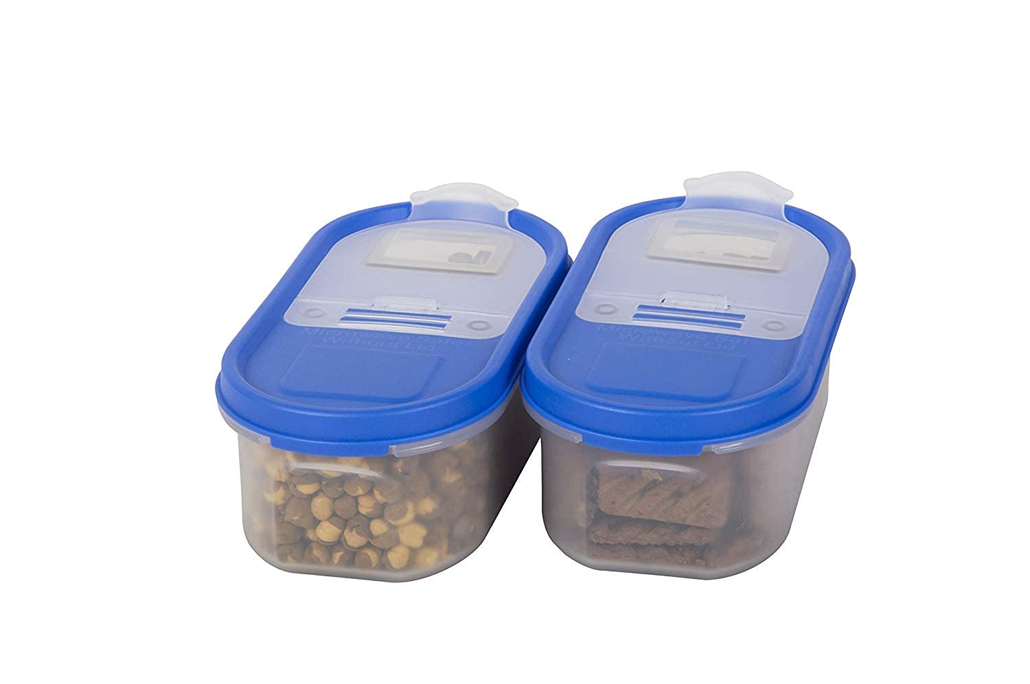 Simparte 525Ml FlipTop Plastic Container Set Of 2 BpaFree Airtight Stackable Kitchen Storage Boxes With Blue Lid Food Grade Or
